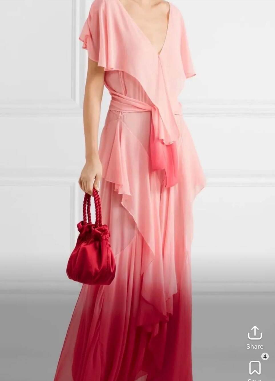 Attico Ruffle Tiered Maxi Dress In Pink - 100% silk - NWT